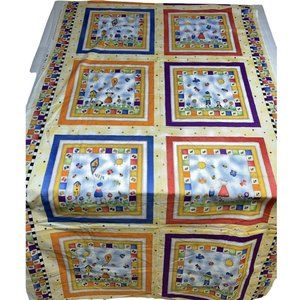 Vtg Little Creek Cotton Fabric PILLOW SQUARES & CONTRAST Children Theme 44x72